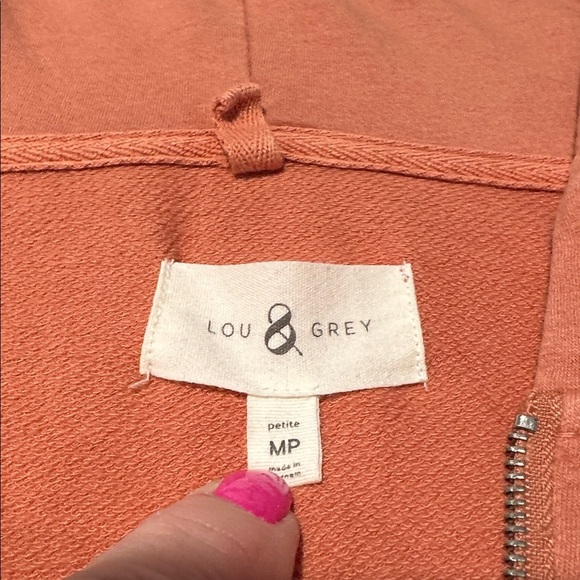 Lou & Grey Burnt Orange Zip Hoodie | Petite Medium MP | Soft Cotton Modal Blend - Picture 2 of 6